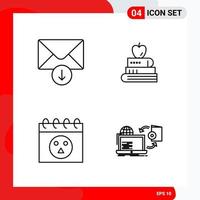 Creative Set of 4 Universal Outline Icons isolated on White Background vector