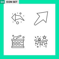 paquete de 4 iconos de estilo de línea establece símbolos de esquema para imprimir signos creativos aislados en fondo blanco 4 conjunto de iconos vector