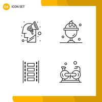 4 Icon Set Line Style Icon Pack Outline Symbols isolated on White Backgound for Responsive Website Designing vector