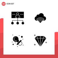 Pack of 4 Universal Glyph Icons for Print Media on White Background vector