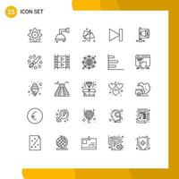 Pictogram Set of 25 Simple Lines of finance next effects last end Editable Vector Design Elements