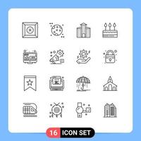 Universal Icon Symbols Group of 16 Modern Outlines of marketing seo construction desktop holiday Editable Vector Design Elements