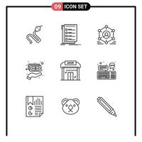 Outline Pack of 9 Universal Symbols of money hand to do cash people Editable Vector Design Elements