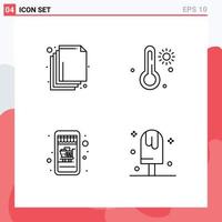 Group of 4 Filledline Flat Colors Signs and Symbols for arrange cold hot mobile shopping ice Editable Vector Design Elements