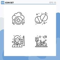 4 Creative Icons Modern Signs and Symbols of cloud pool plus pill women Editable Vector Design Elements