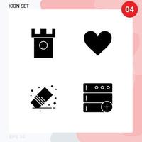 símbolos de iconos universales grupo de 4 glifos sólidos modernos de antiguas colinas de eliminación amor eliminar elementos de diseño de vectores editables
