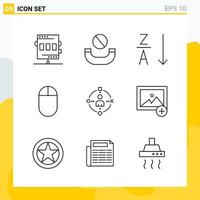 colección de 9 iconos de línea universal conjunto de iconos para web y móvil vector