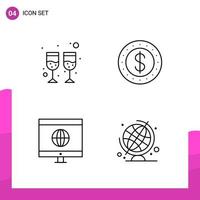 Outline Icon set Pack of 4 Line Icons isolated on White Background for responsive Website Design Print and Mobile Applications vector