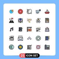 25 iconos creativos signos y símbolos modernos de documentos de comida de barco de barco imprimir elementos de diseño vectorial editables vector