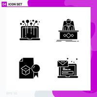 Solid Icon set Pack of 4 Glyph Icons isolated on White Background for Web Print and Mobile vector