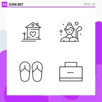 conjunto de 4 iconos en estilo de línea símbolos de contorno creativo para el diseño de sitios web y aplicaciones móviles signo de icono de línea simple aislado en fondo blanco 4 iconos vector