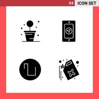 4 Icon Pack Solid Style Glyph Symbols on White Background Simple Signs for general designing vector