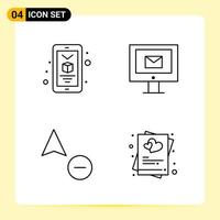 4 iconos creativos para el diseño moderno de sitios web y aplicaciones móviles receptivas 4 símbolos de contorno signos sobre fondo blanco paquete de 4 iconos vector