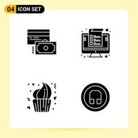 4 Creative Icons for Modern website design and responsive mobile apps 4 Glyph Symbols Signs on White Background 4 Icon Pack vector