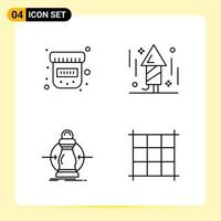 4 Creative Icons for Modern website design and responsive mobile apps 4 Outline Symbols Signs on White Background 4 Icon Pack vector