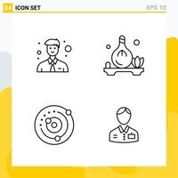 Collection of 4 Universal Line Icons Icon Set for Web and Mobile vector