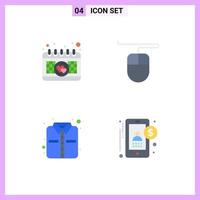 Set of 4 Vector Flat Icons on Grid for calendar accounting hardware shirt user Editable Vector Design Elements