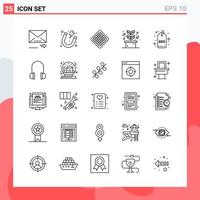 colección de 25 iconos vectoriales en estilo de línea símbolos de contorno modernos para web y signo de icono de línea móvil aislado en fondo blanco 25 iconos vector