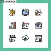 9 Creative Icons Modern Signs and Symbols of scratch pad notebook virus note pad graph Editable Vector Design Elements