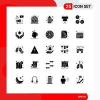 Solid Glyph Pack of 25 Universal Symbols of space ho heart folding chair cinema Editable Vector Design Elements