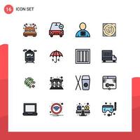 Flat Color Filled Line Pack of 16 Universal Symbols of strategy map vehicles maze playback Editable Creative Vector Design Elements