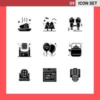 User Interface Pack of 9 Basic Solid Glyphs of painting exhibition hiking art explore Editable Vector Design Elements