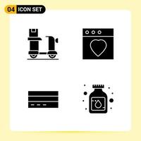 4 Creative Icons for Modern website design and responsive mobile apps 4 Glyph Symbols Signs on White Background 4 Icon Pack vector