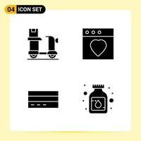 4 Creative Icons for Modern website design and responsive mobile apps 4 Glyph Symbols Signs on White Background 4 Icon Pack vector