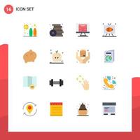 Group of 16 Modern Flat Colors Set for television rugby toys game wanted Editable Pack of Creative Vector Design Elements