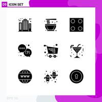 User Interface Pack of 9 Basic Solid Glyphs of checkout support traditional service help Editable Vector Design Elements