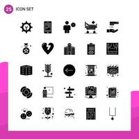 Glyph Icon set Pack of 25 Solid Icons isolated on White Background for responsive Website Design Print and Mobile Applications vector