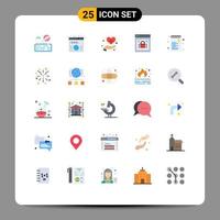 Universal Icon Symbols Group of 25 Modern Flat Colors of list web security health web lock page lock Editable Vector Design Elements