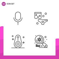 Outline Icon set Pack of 4 Line Icons isolated on White Background for responsive Website Design Print and Mobile Applications vector