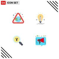 4 Universal Flat Icons Set for Web and Mobile Applications earth yen waste solution japanese Editable Vector Design Elements