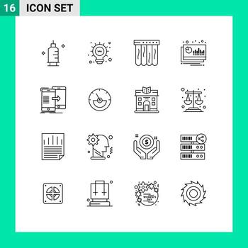 Outline Pack of 16 Universal Symbols of sync data pool forecast financial Editable Vector Design Elements