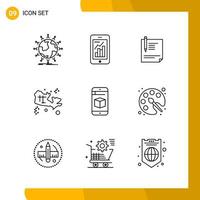 9 Icon Set Line Style Icon Pack Outline Symbols isolated on White Backgound for Responsive Website Designing vector