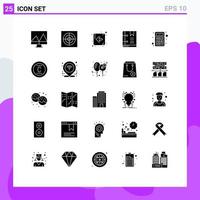 Editable Vector Line Pack of 25 Simple Solid Glyphs of calculator app left add marker Editable Vector Design Elements
