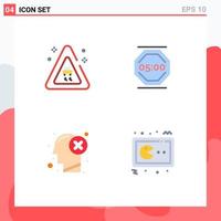 Pack of 4 Modern Flat Icons Signs and Symbols for Web Print Media such as signaling failure stop work work human Editable Vector Design Elements