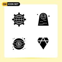 4 Creative Icons for Modern website design and responsive mobile apps 4 Glyph Symbols Signs on White Background 4 Icon Pack vector