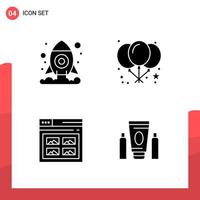 Pack of 4 Universal Glyph Icons for Print Media on White Background vector