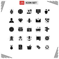 Set of 25 Modern UI Icons Symbols Signs for avatar human investor computer avatar Editable Vector Design Elements