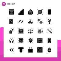 Glyph Icon set Pack of 25 Solid Icons isolated on White Background for responsive Website Design Print and Mobile Applications vector