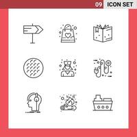 Set of 9 Modern UI Icons Symbols Signs for nurse viennese book food belgian Editable Vector Design Elements