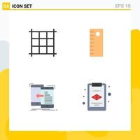 Set of 4 Modern UI Icons Symbols Signs for pixels layer data management Editable Vector Design Elements