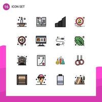 16 Thematic Vector Flat Color Filled Lines and Editable Symbols of pr off apartments notification office blocks Editable Creative Vector Design Elements