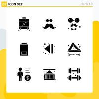 9 User Interface Solid Glyph Pack of modern Signs and Symbols of end status brim low battery Editable Vector Design Elements