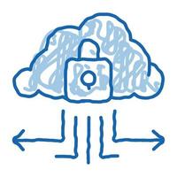 protection cloud doodle icon hand drawn illustration vector