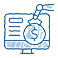 cash withdrawal doodle icon hand drawn illustration vector