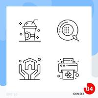 Modern Pack of 4 Icons Line Outline Symbols isolated on White Backgound for Website designing vector