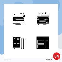 Set of 4 Modern UI Icons Symbols Signs for chat find speech cheaque search Editable Vector Design Elements